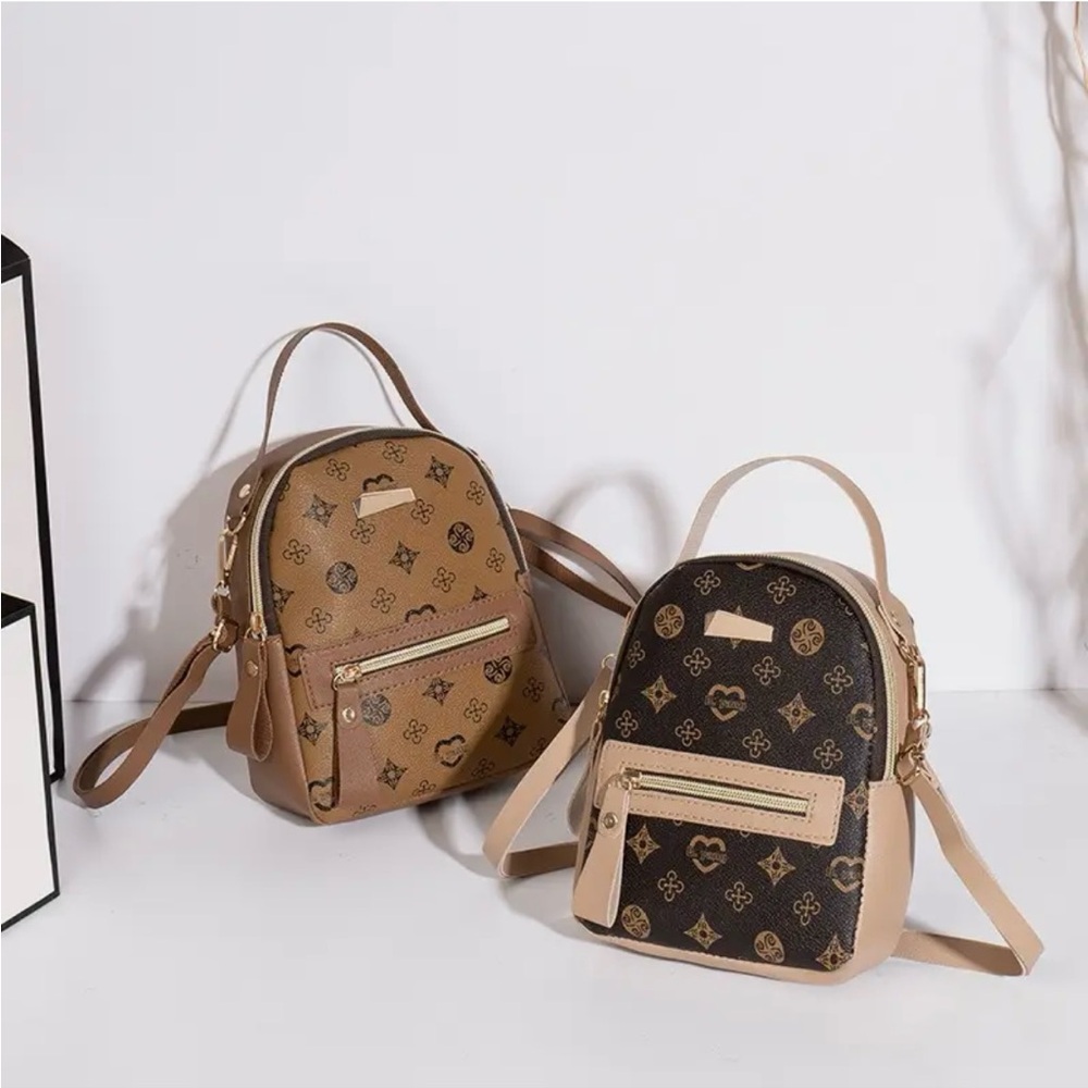 Khaki Monogram Mini Backpack Designer Inspired NIP - Picture 6 of 12